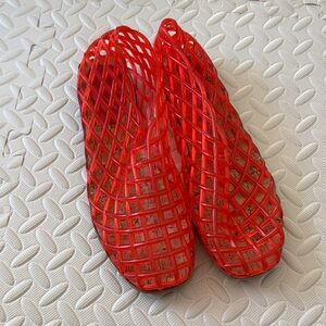 The Row Mara Fishnet Red Women's Mesh Jelly Slip-On Flats Size 11